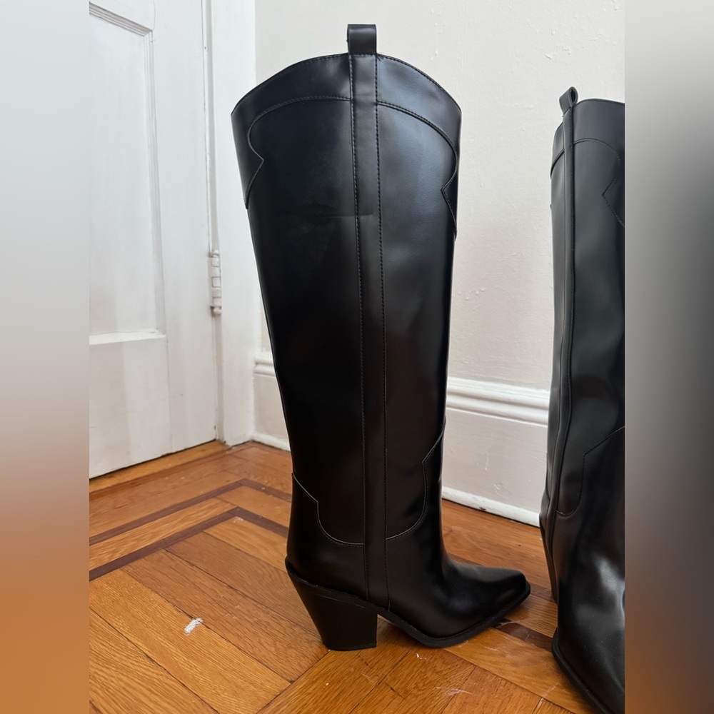 H&M Tall Black Pointed-Toe Heeled Boots - Picture 2 of 5